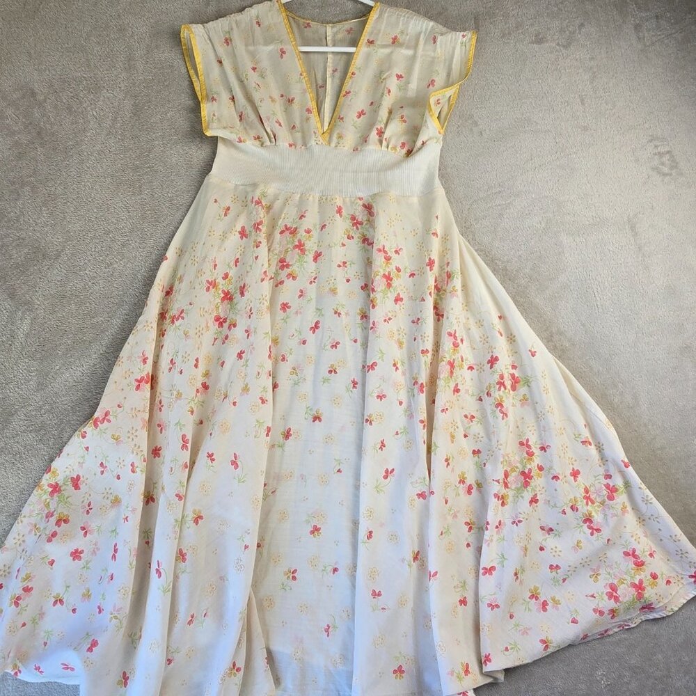 Vintage 70s Floral Summer Dress Boho Prairie Cottagecore Empire Waist Handmade - Picture 11 of 16